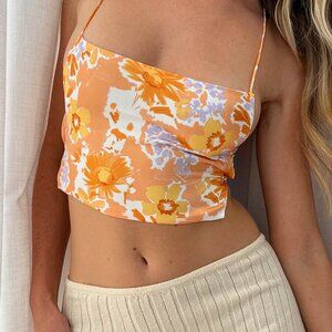 Ebony Orange Floral Crop Top BEGINNING BOUTIQUE